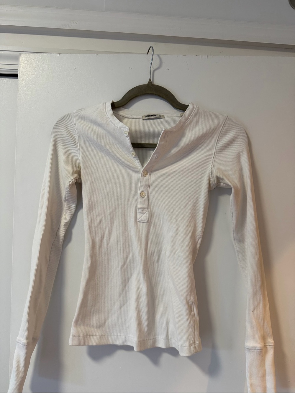 Buck Mason Long-Sleeve Henley Top - White